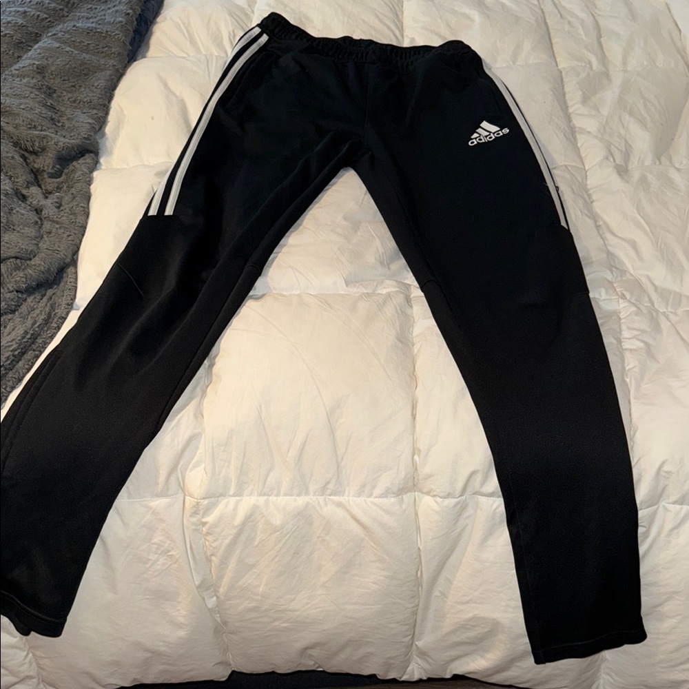 Adidas Black Track Pants with Classic Stripes